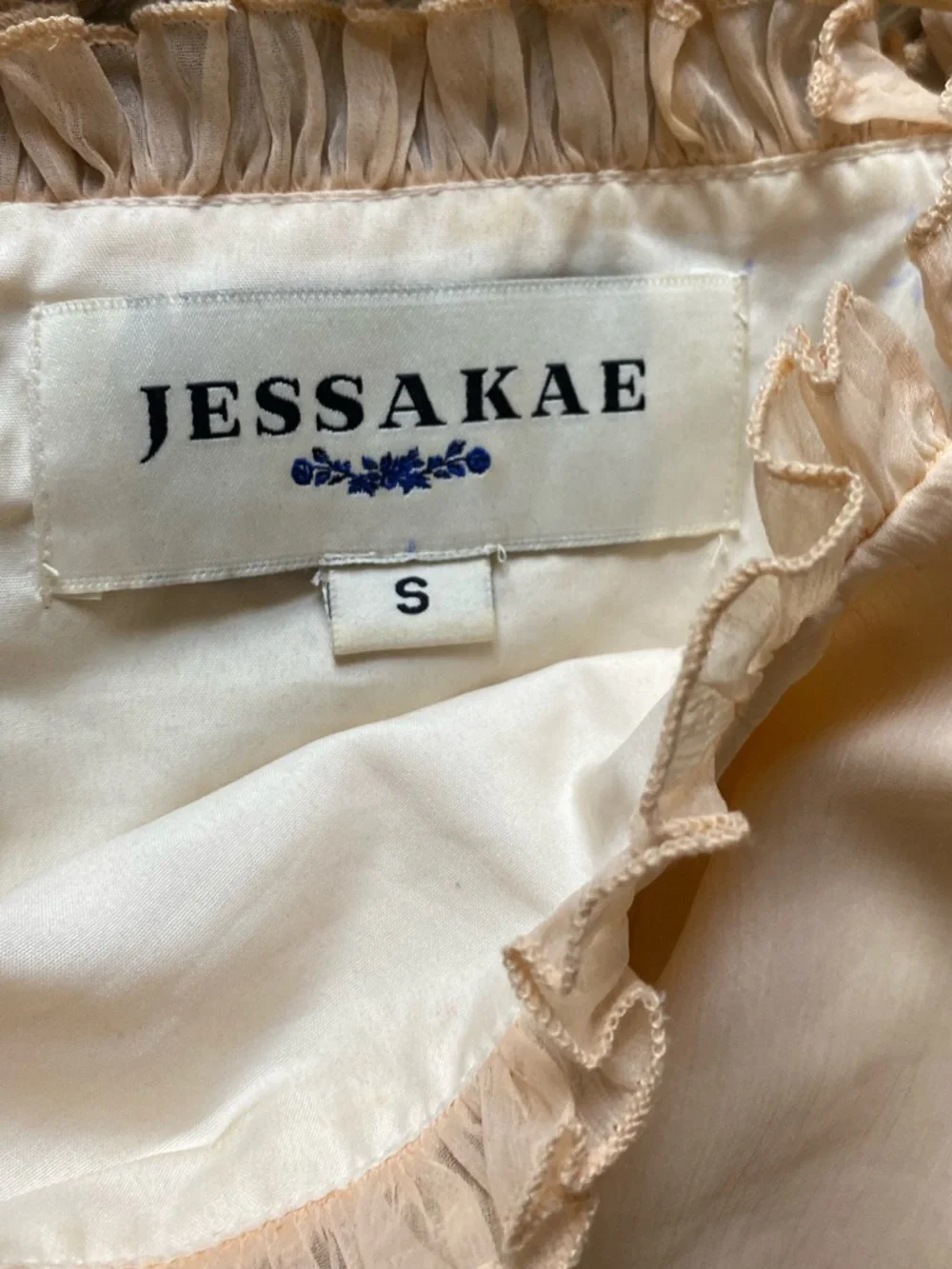 JessAkae Apricot Sorbet Ruffle Dress S - Picture 9 of 14